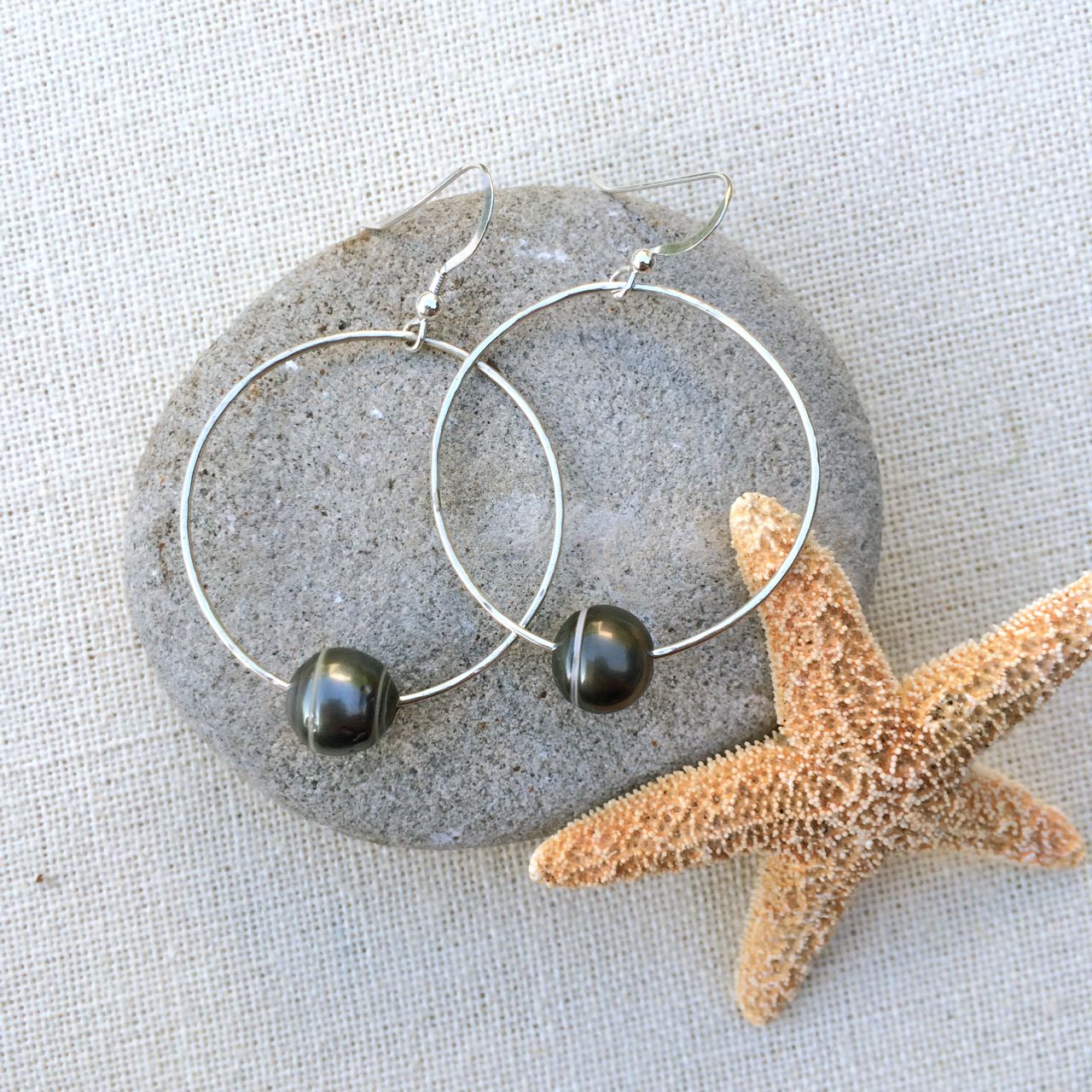 Tahitian Pearl Hoop Earrings