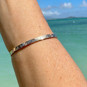 Wave Engraved Signature Bangle Bracelet