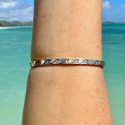 Wave Engraved Signature Bangle Bracelet