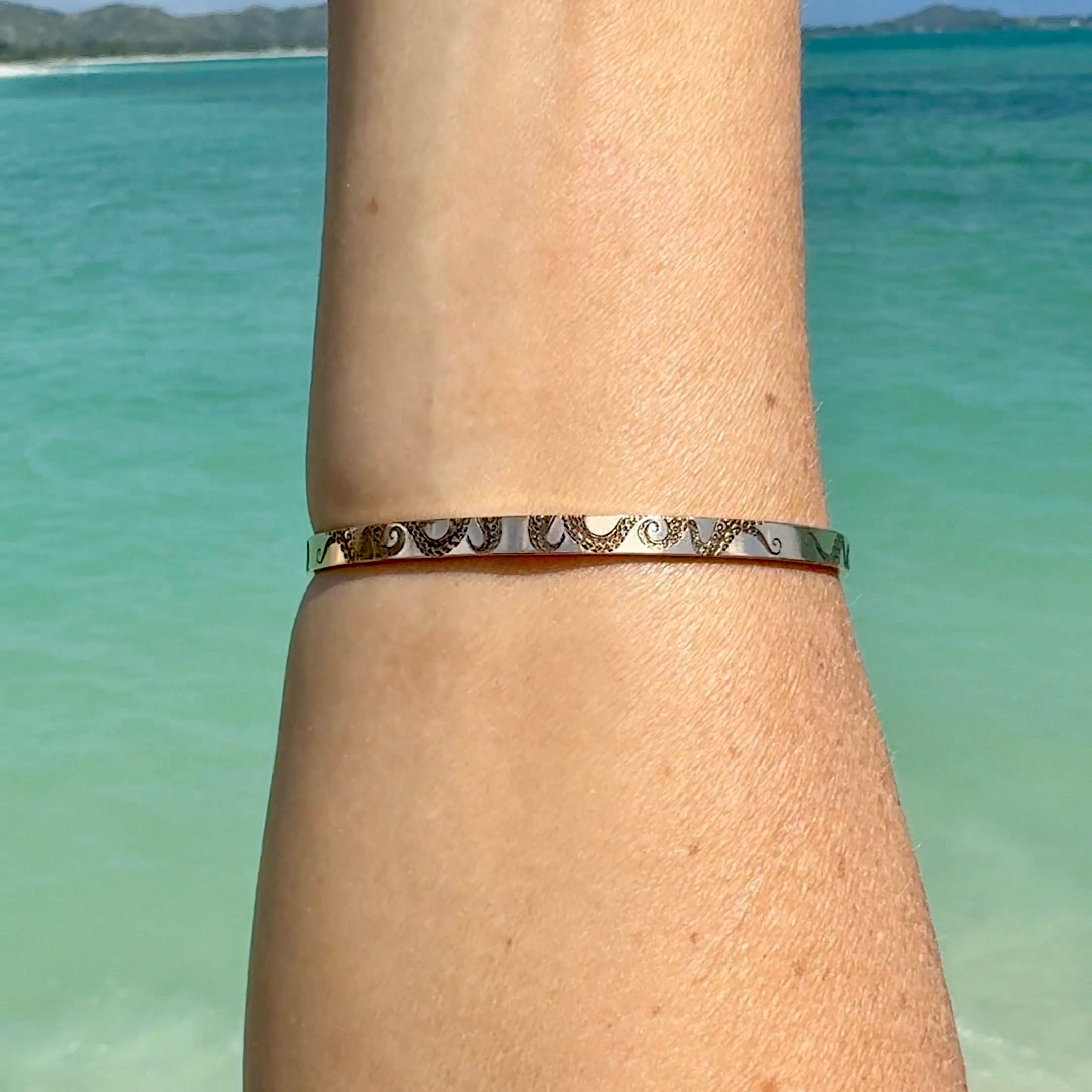 Octopus Engraved Signature Bangle Bracelet