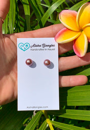 Dark Pink Edison Pearl Stud Earrings