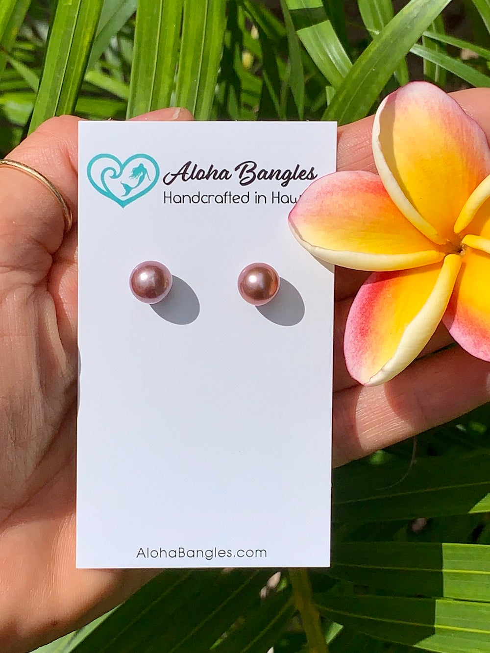 Dark Pink Edison Pearl Stud Earrings