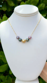 Rainbow Pearl Floater Necklace