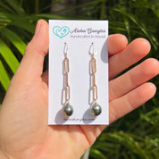 Tahitian Pearl Paper Clip Earrings