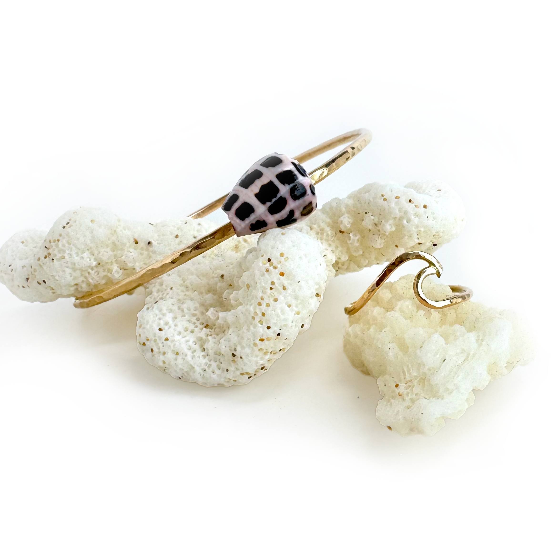 Cone Shell Bangle & Wave Ring Bundle