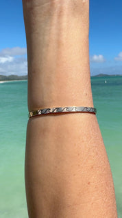 Wave Engraved Signature Bangle Bracelet