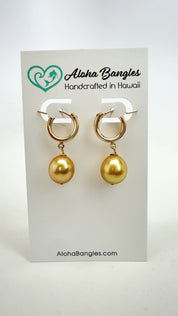 Golden South Sea Huggie Hoop Earrings