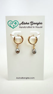 Tahitian Keshi Huggie Hoop Earrings #1