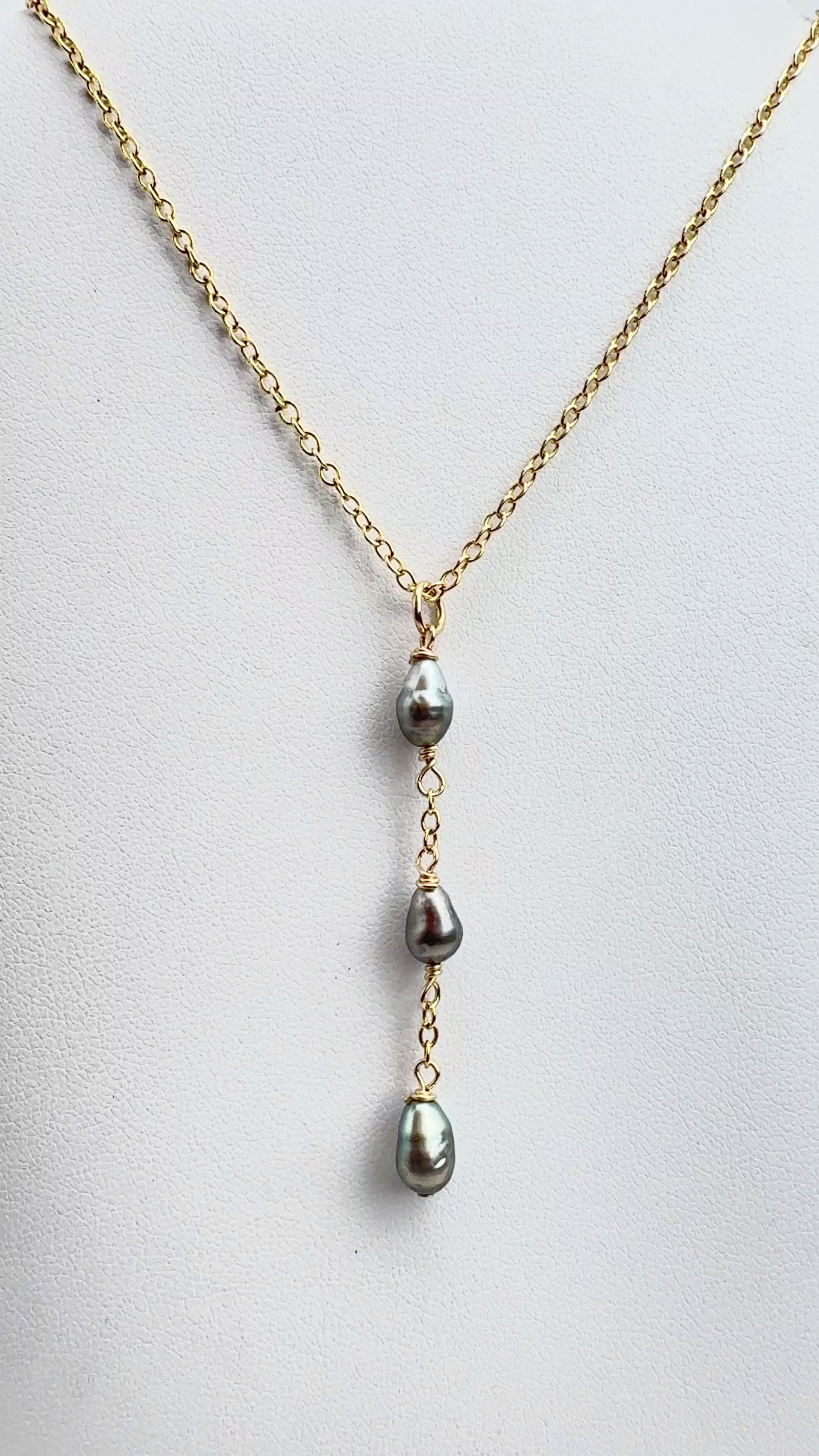 Tahitian Keshi Waterfall Necklace