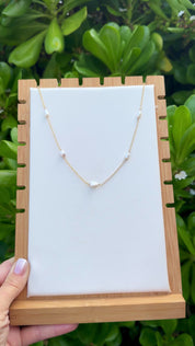White Edison Keshi Lei Necklace