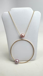 Pink Edison Pearl Bangle & Pink Edison Pearl Necklace Bundle