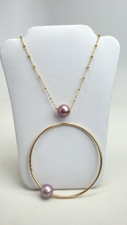 Pink Edison Pearl Bangle & Pink Edison Pearl Necklace Bundle