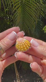 Sunrise Shell Bezel Necklace With Honu (Sea Turtle) Engraving
