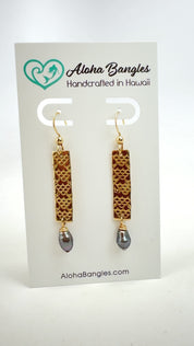 Mermaid Scale Tahitian Keshi Bar Earrings