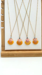 Mermaid Sunrise Shell Necklace with Tahitian Pearls & Akoya Pearls