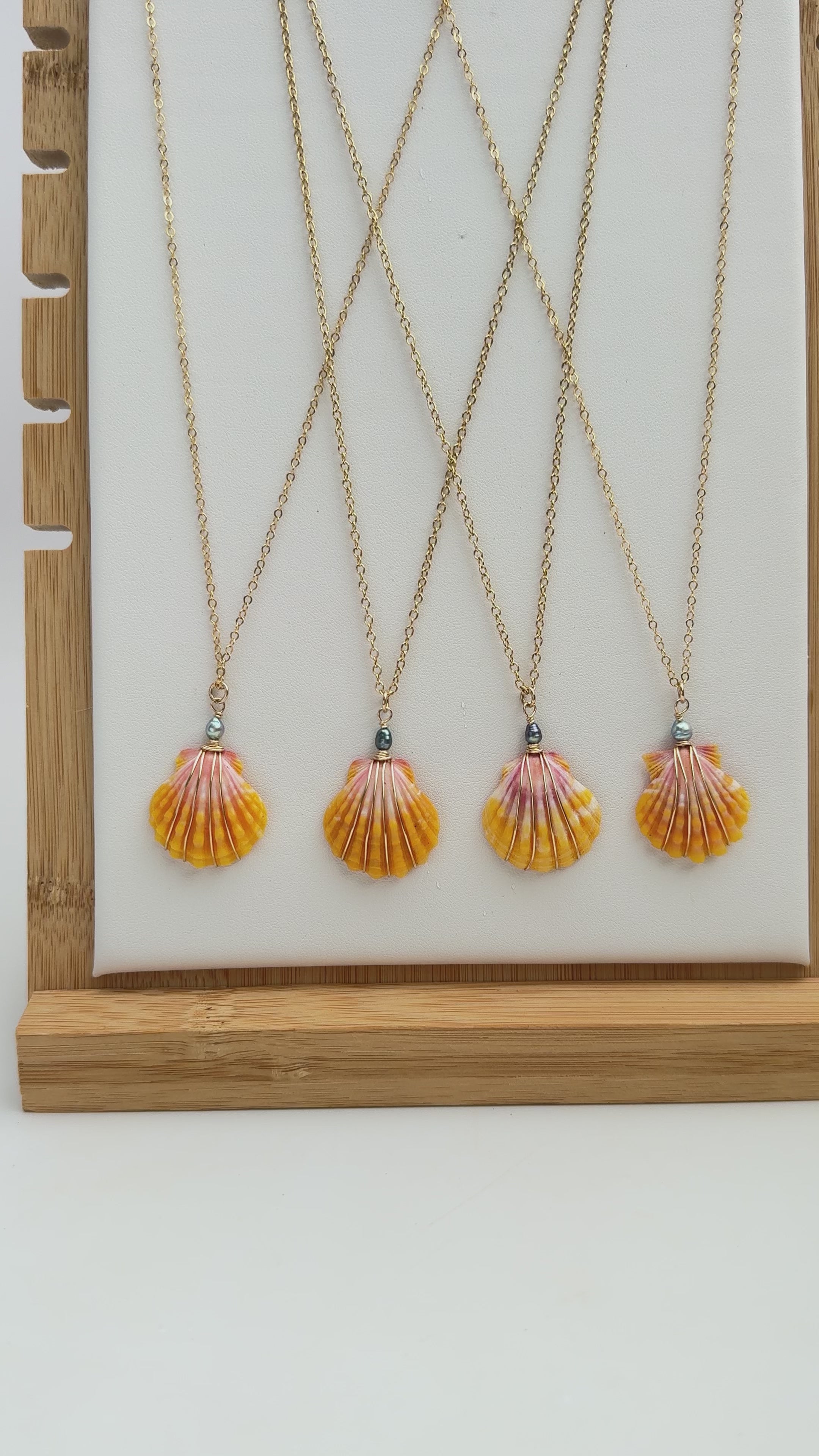 Mermaid Sunrise Shell Necklace with Tahitian Pearls & Akoya Pearls