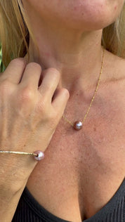 Pink Edison Pearl Bangle & Pink Edison Pearl Necklace Bundle