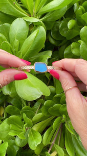 Tropical Gangster - Cobalt Blue Seaglass Bezeled Cuff Bracelet