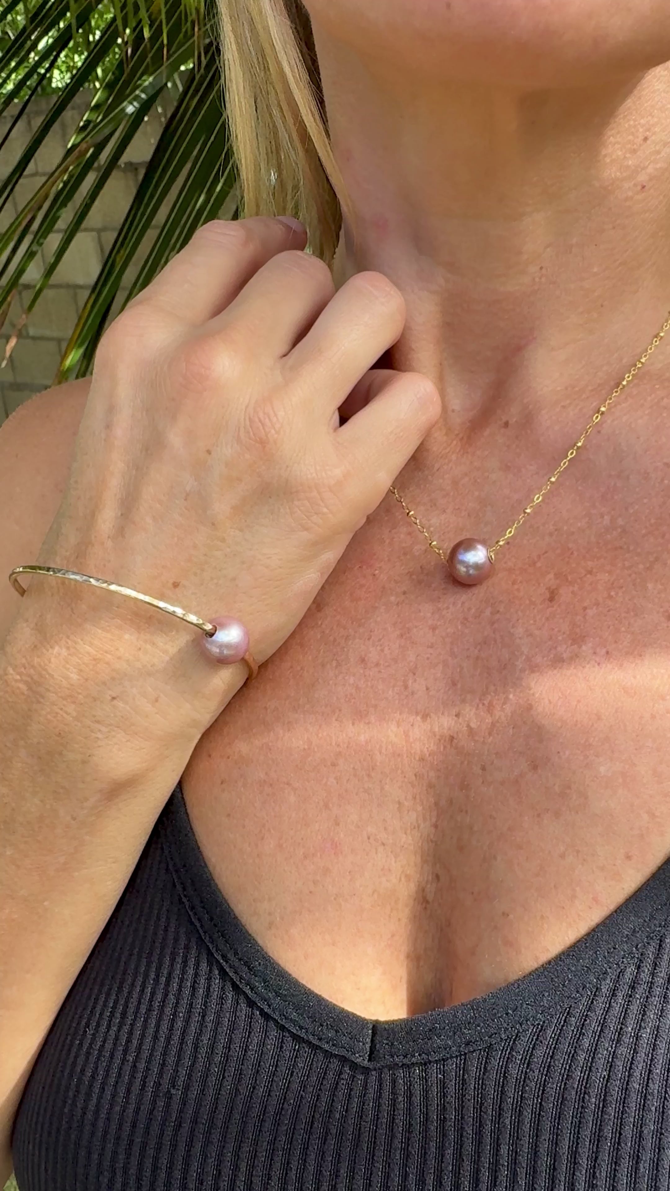 Pink Edison Pearl Bangle & Pink Edison Pearl Necklace Bundle