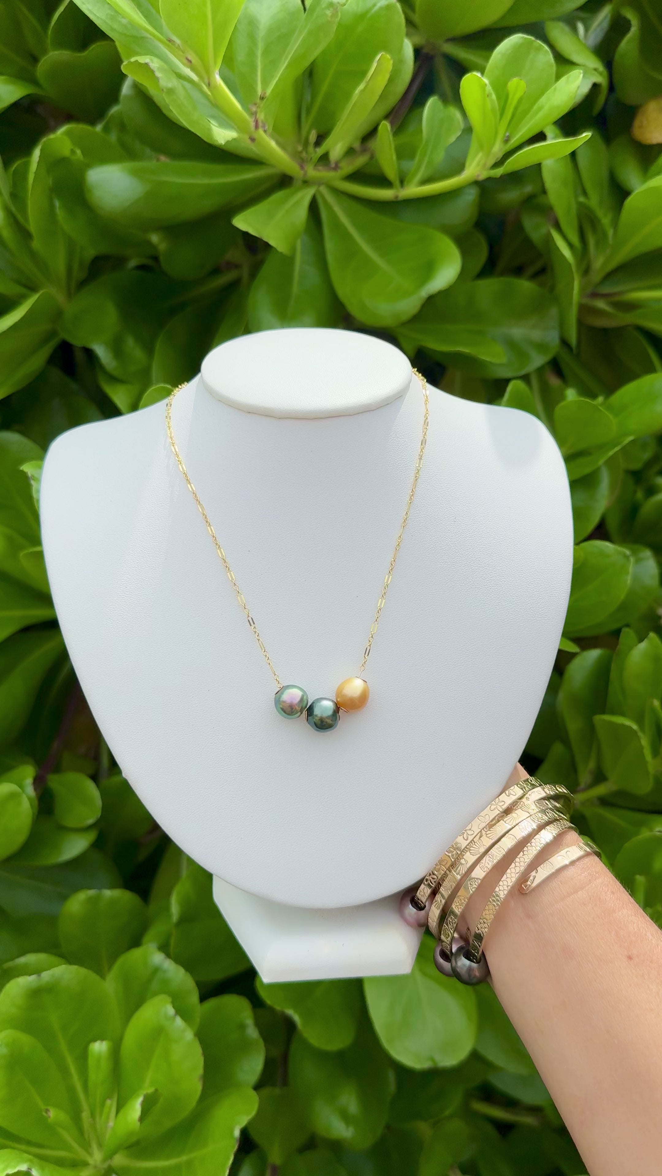 Paradise Tahitian Pearl Triple Floater Necklace