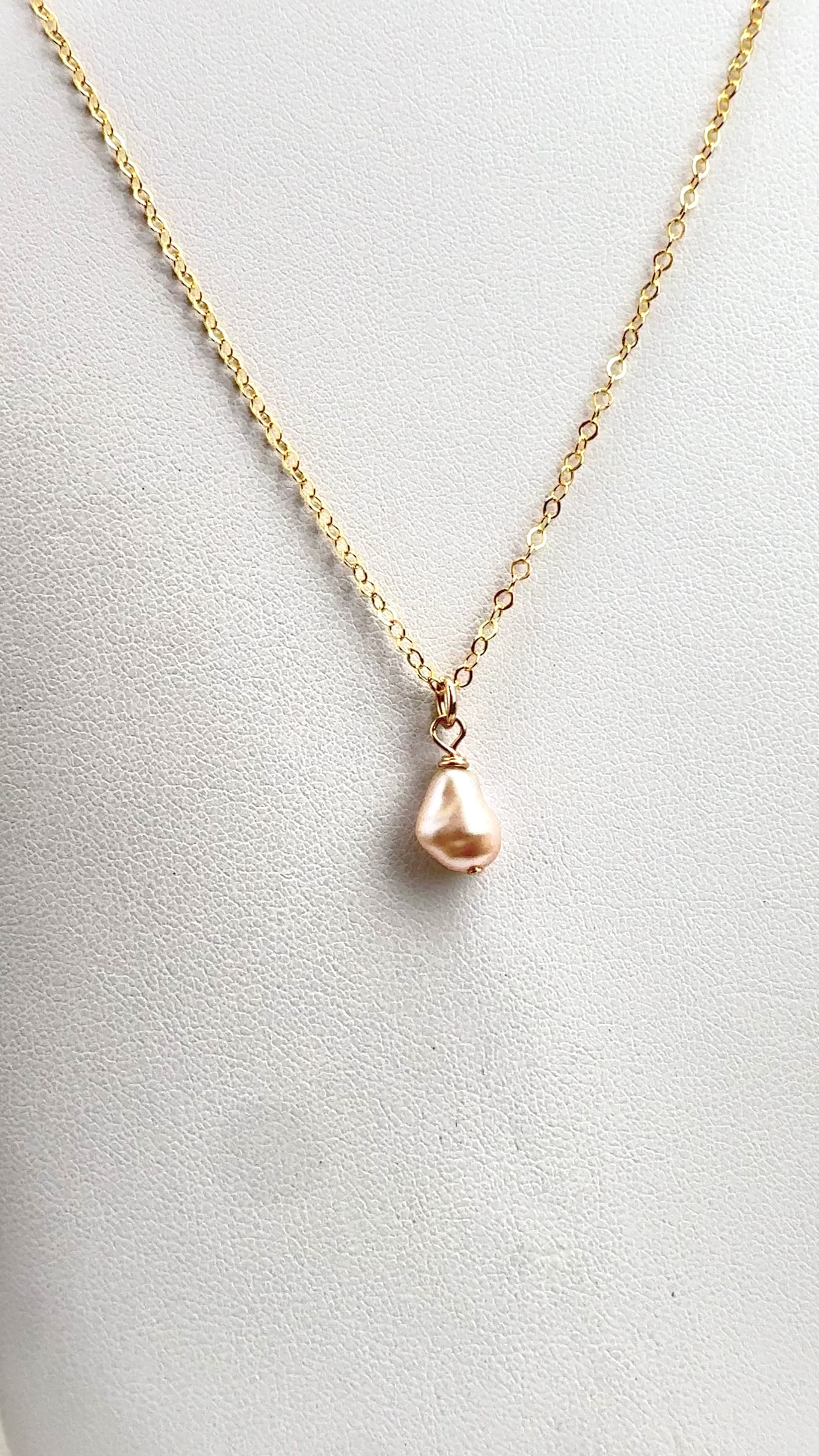 Pink Edison Keshi Pendant Necklace - 16"