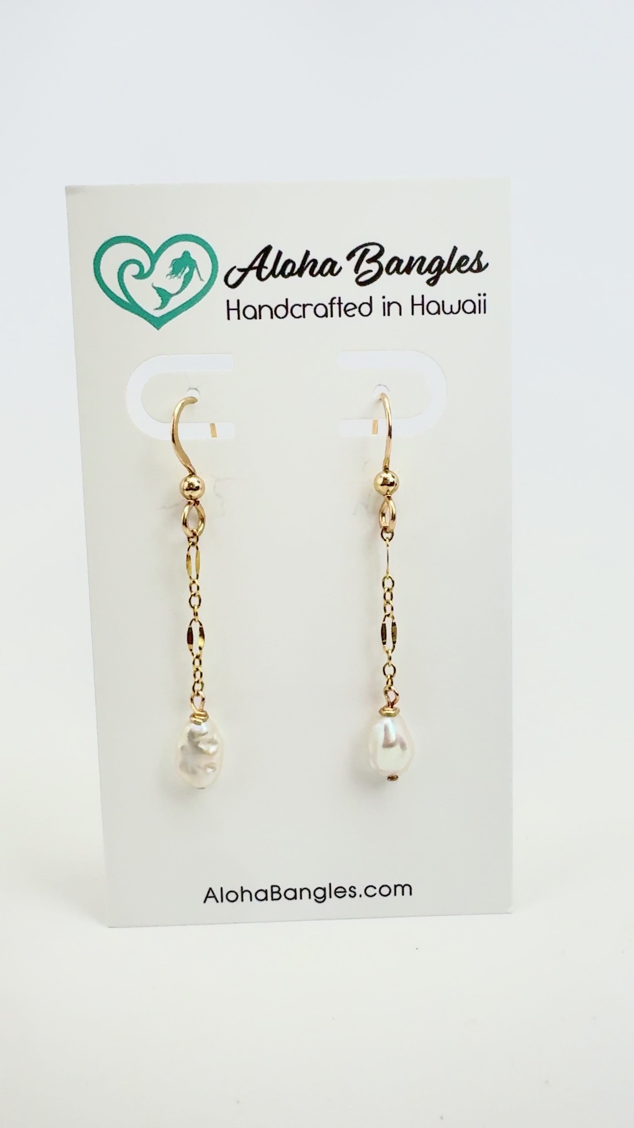 White Edison Keshi Dangle Earrings
