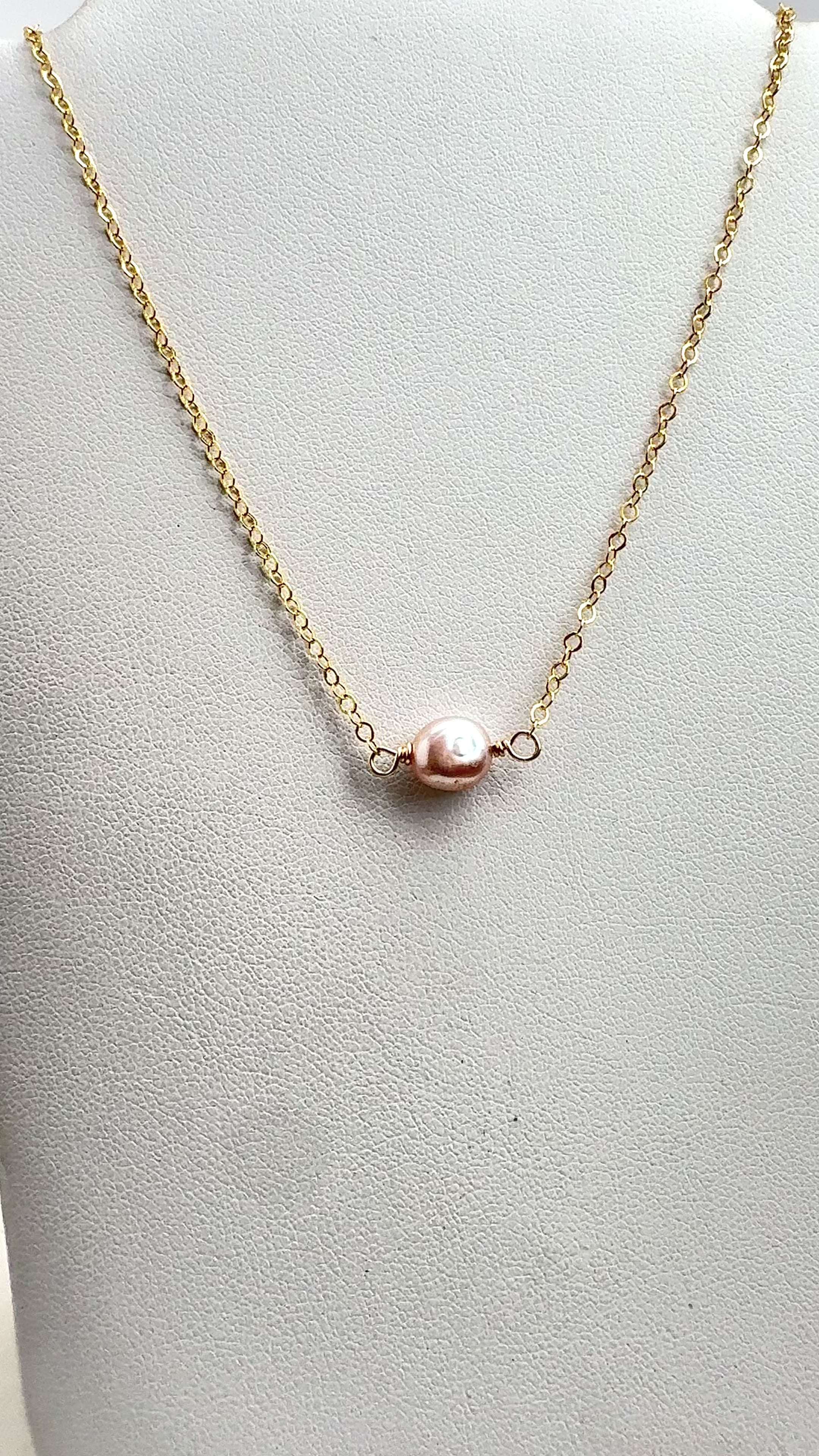Pink Edison Keshi Bar Necklace 16"