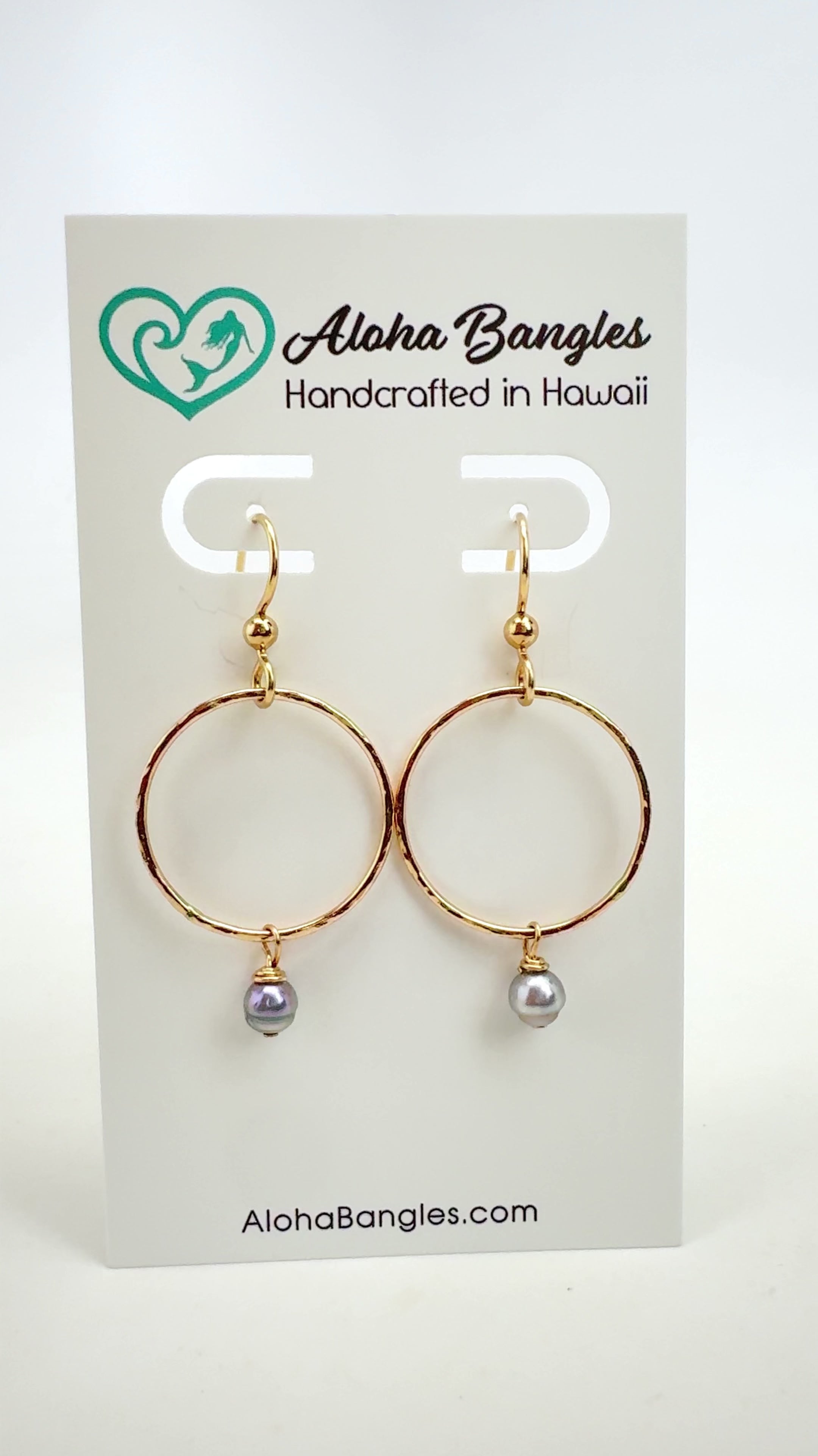 Blue Akoya Hoop Earrings