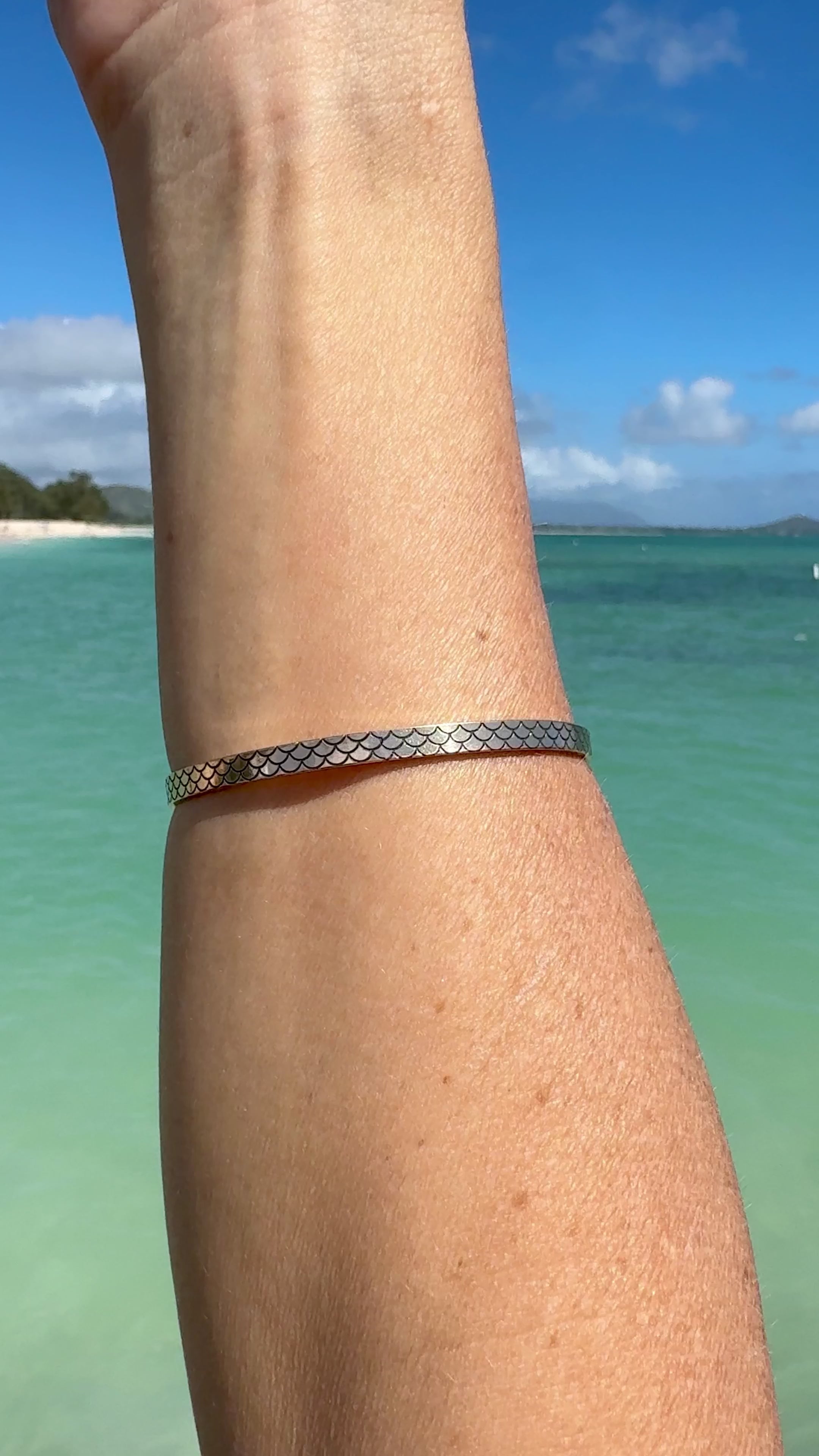 Siren Scales Engraved Signature Bangle Bracelet
