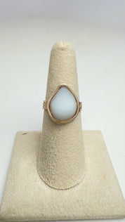 Tropical Gangster - Milk White Sea Glass Bezeled Ring