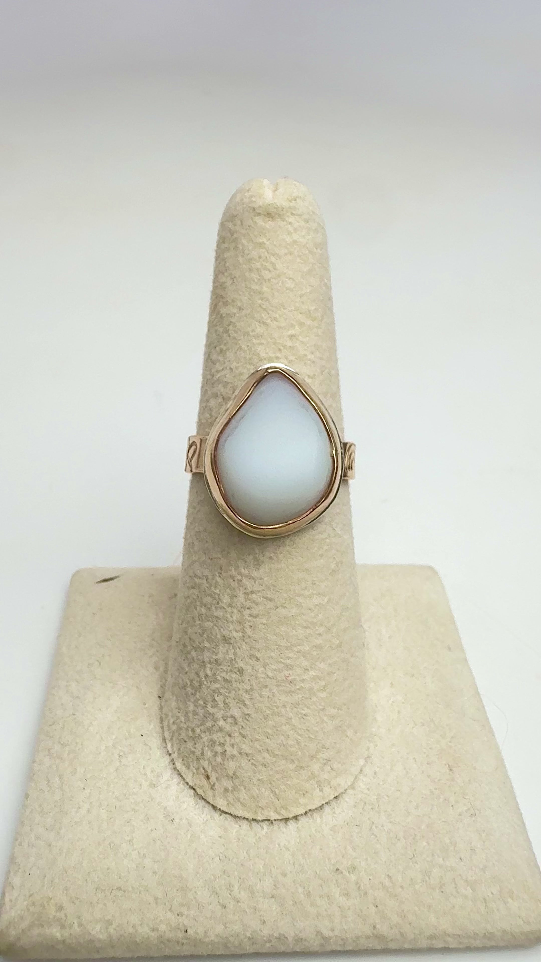 Tropical Gangster - Milk White Sea Glass Bezeled Ring