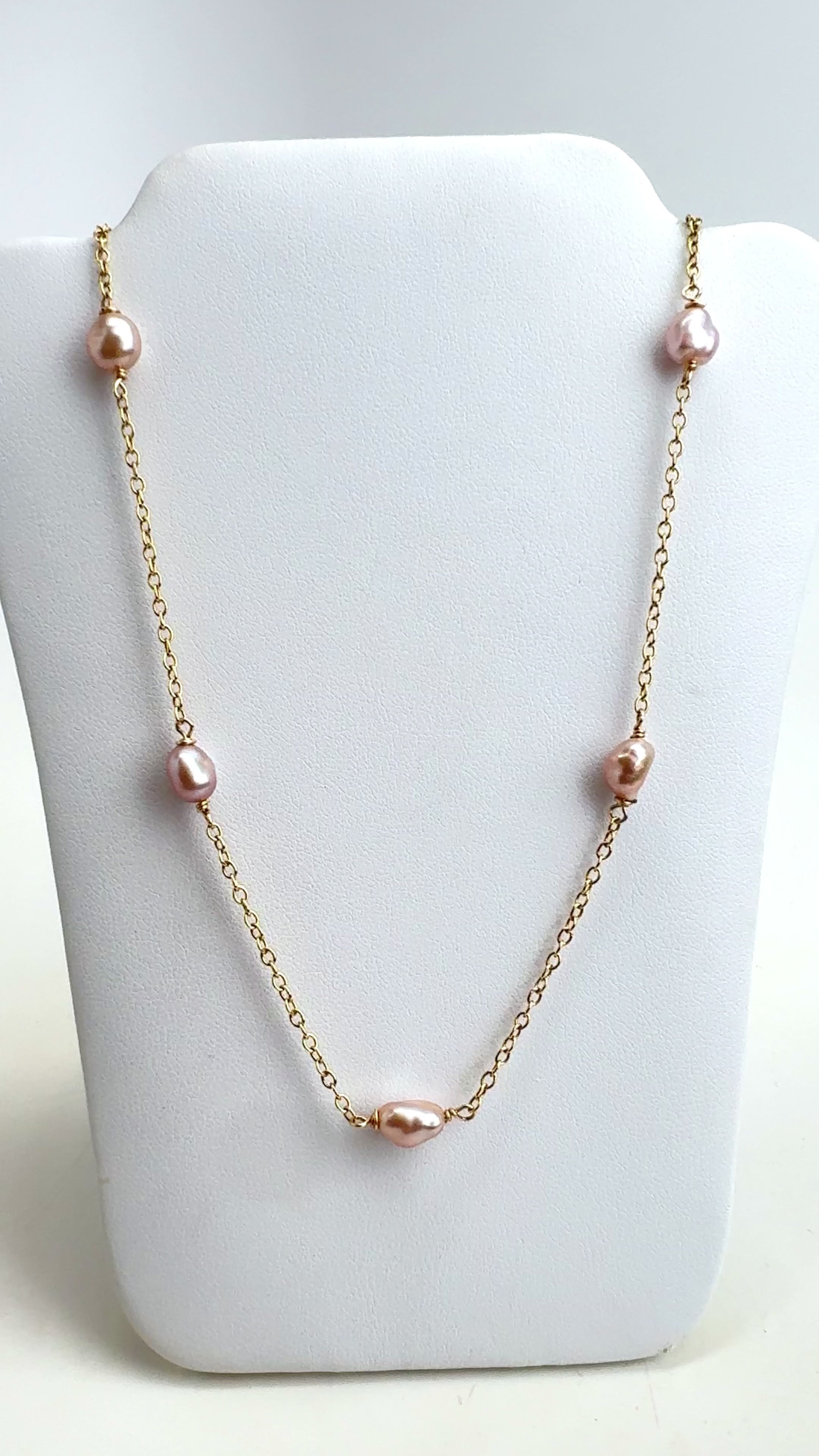 Pink Edison Keshi Lei Necklace