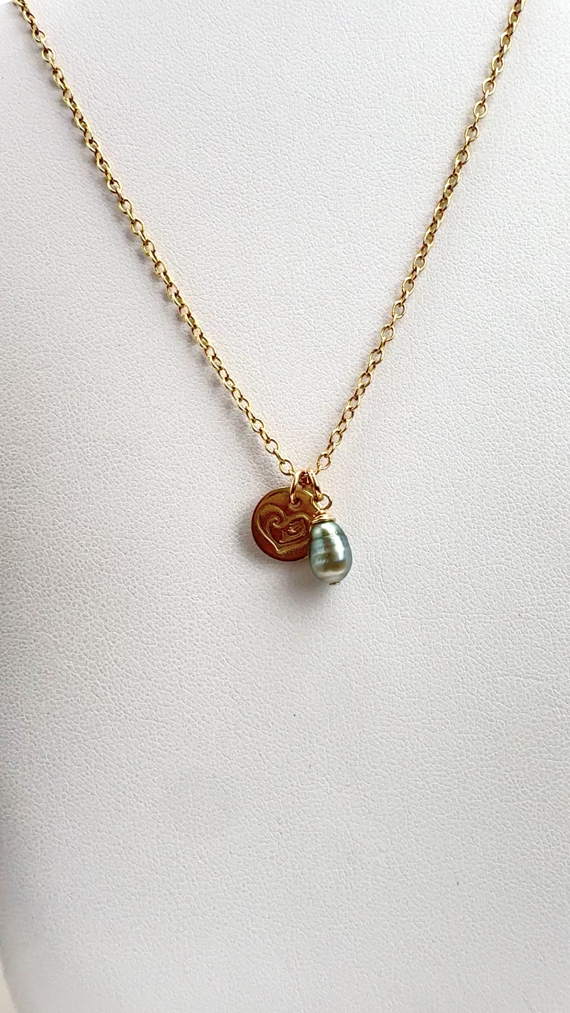 Tahitian Keshi Pendant Mermaid Charm Necklace - 18"