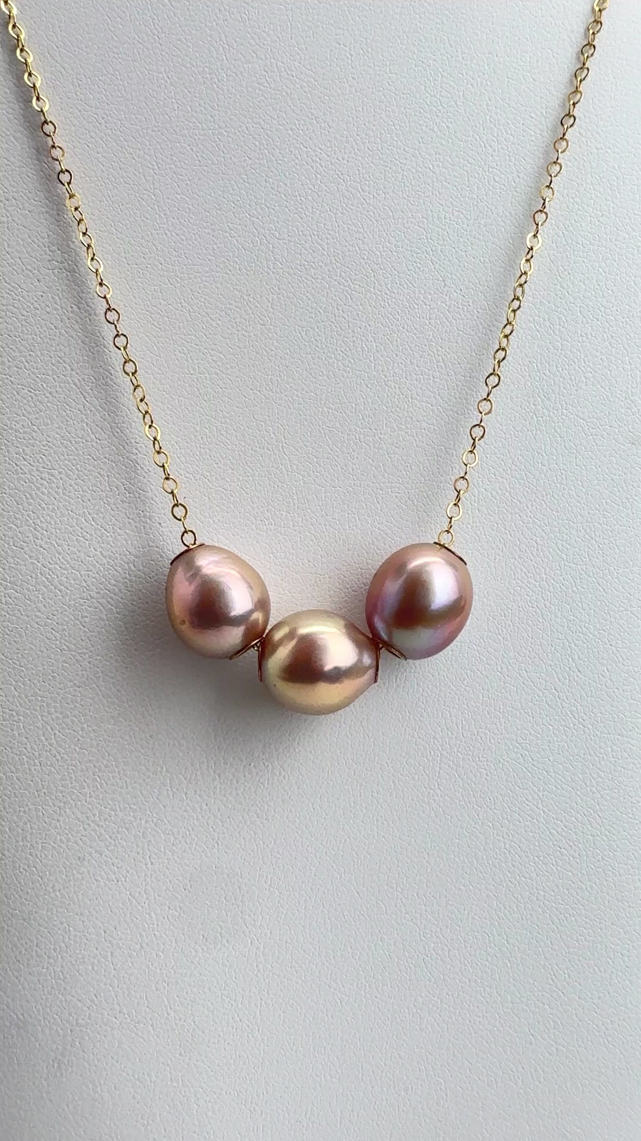 Golden Pink Edison Pearl Floater Necklace