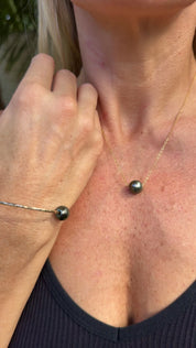 Tahitian Pearl Bangle & Tahitian Pearl Necklace Bundle