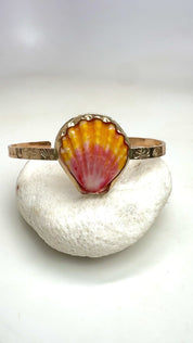 Tropical Gangster - Sunrise Shell Bezeled Cuff Bracelet