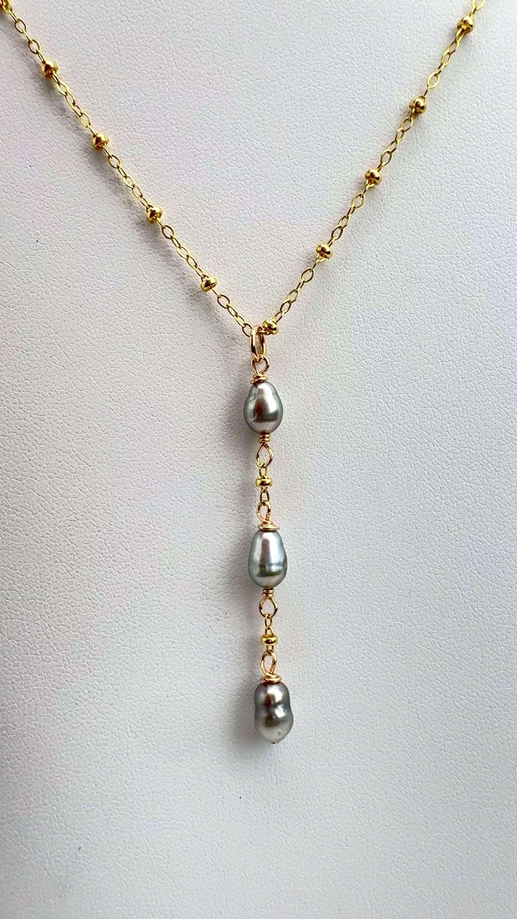 Tahitian Keshi Waterfall Necklace