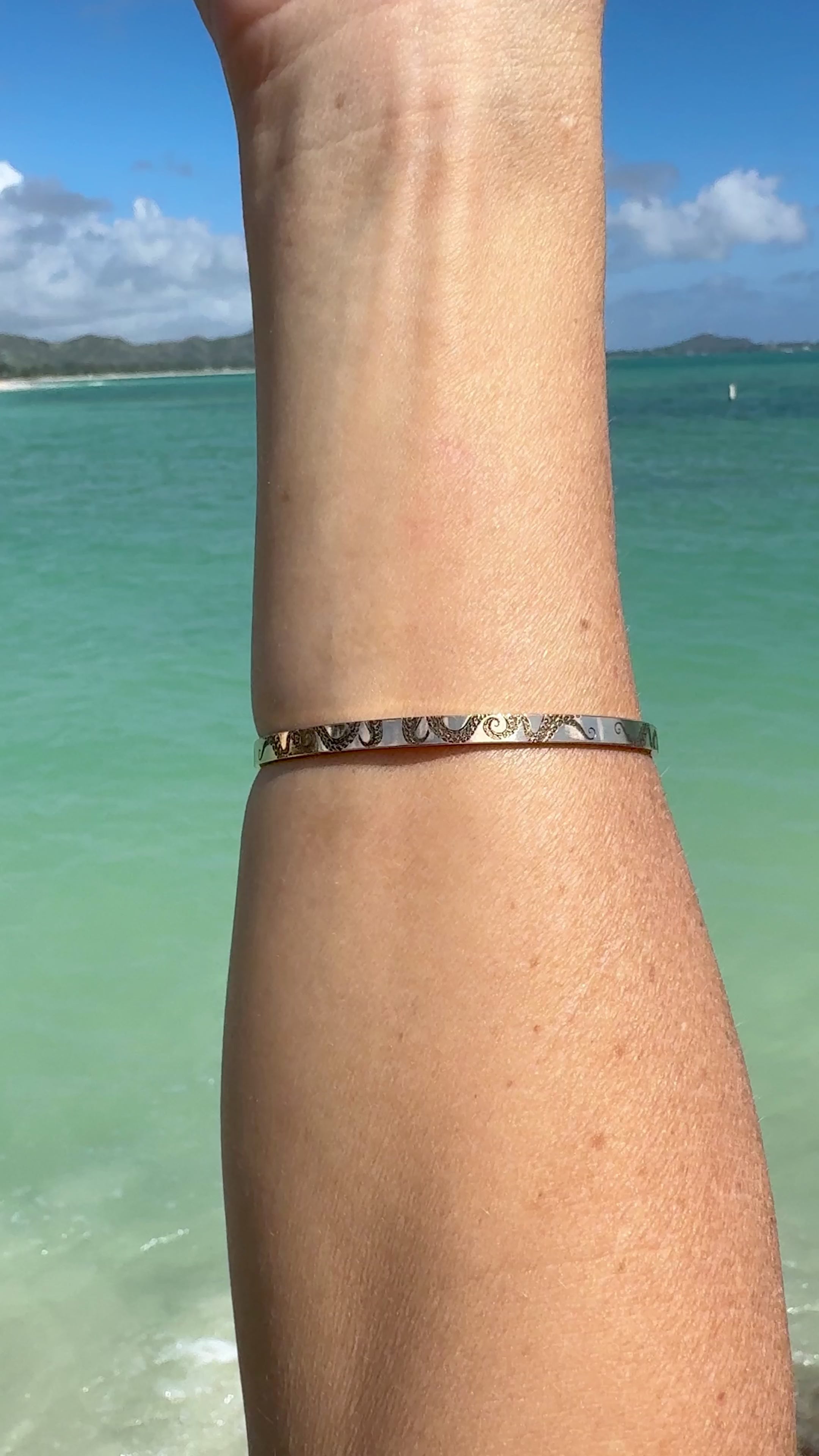 Octopus Engraved Signature Bangle Bracelet